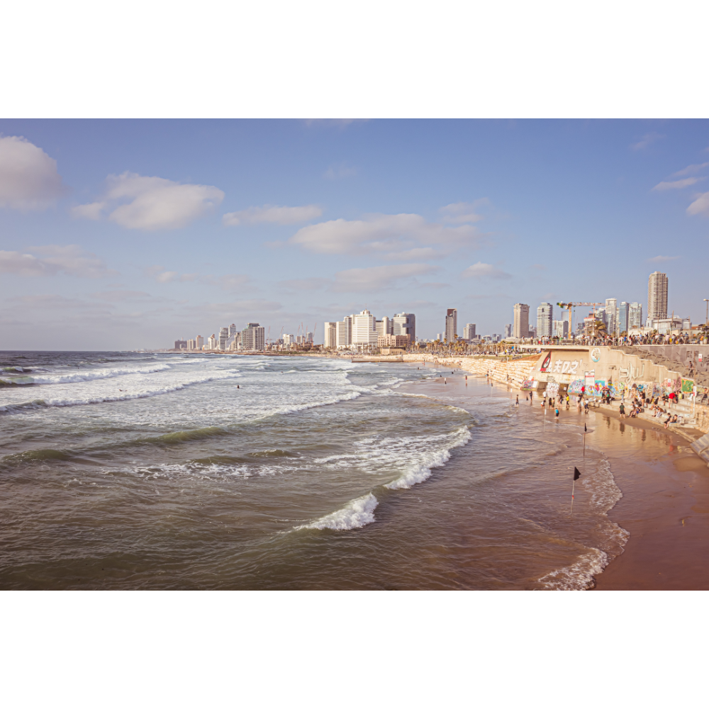 Tel Aviv wall art, Tel Aviv beach print, Tel Aviv fine art, Israeli beach poster, Mediterranean coast art, coastal wall decor, vibrant cityscape print, sustainable art print, museum-quality photo print, exclusive art photography