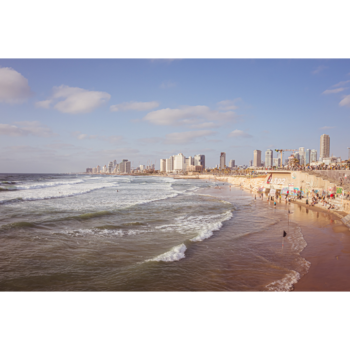 Tel Aviv wall art, Tel Aviv beach print, Tel Aviv fine art, Israeli beach poster, Mediterranean coast art, coastal wall decor, vibrant cityscape print, sustainable art print, museum-quality photo print, exclusive art photography