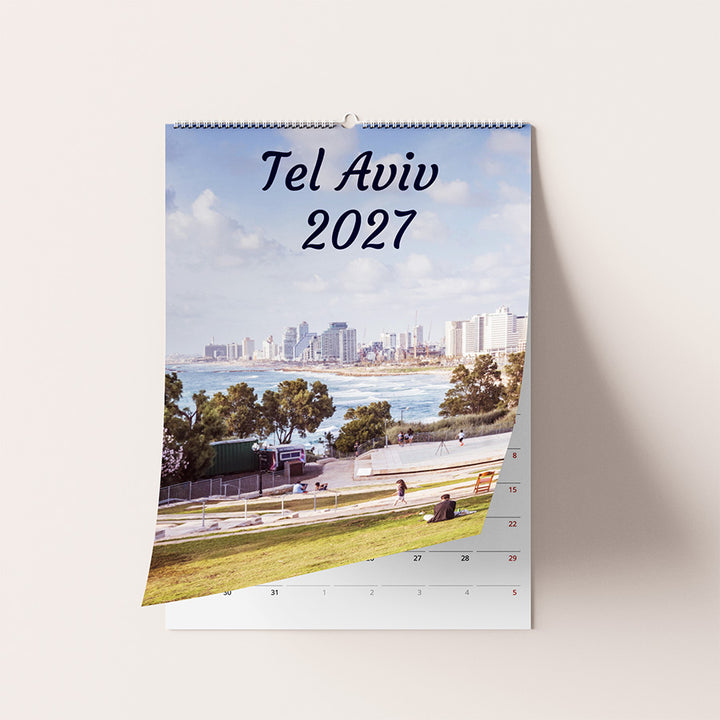 Tel Aviv calendar, Israel calendar 2027, Tel Aviv wall calendar, Tel Aviv print, birthday calendar, gift from Israel, Israeli photography, Tel Aviv art, minimalist calendar, fine art calendar
