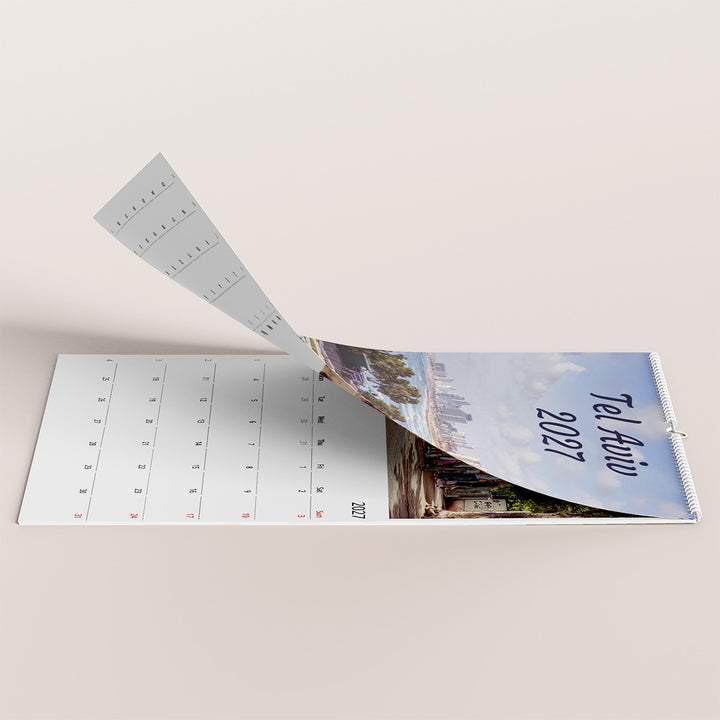 Tel Aviv calendar, Israel calendar 2027, Tel Aviv wall calendar, Tel Aviv print, birthday calendar, gift from Israel, Israeli photography, Tel Aviv art, minimalist calendar, fine art calendar