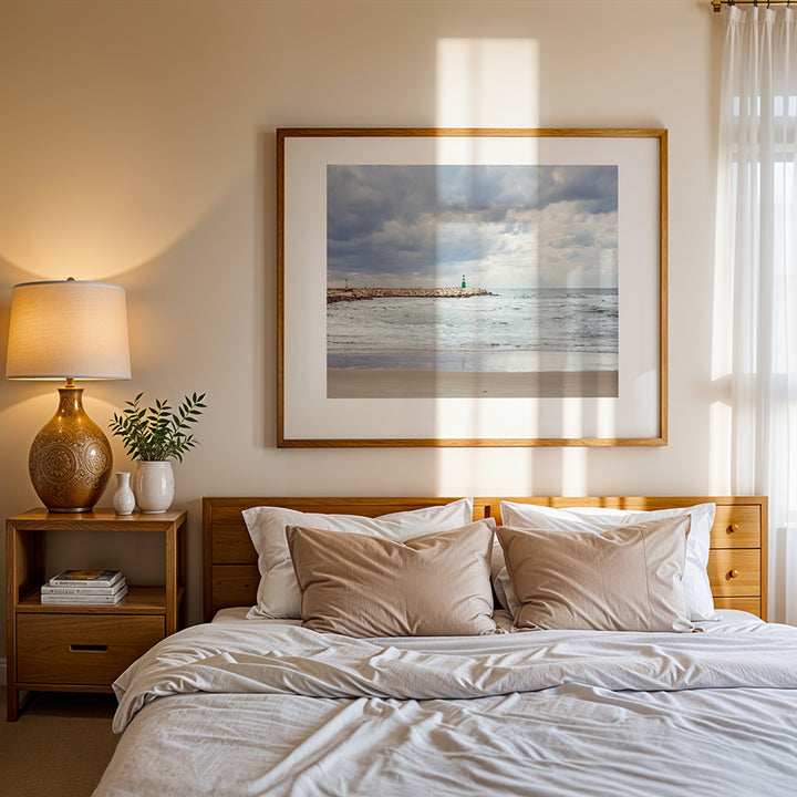 Tel Aviv wall art, Tel Aviv beach print, lighthouse wall art, Israel photography print, Mediterranean sea art, coastal landscape wall art, beach photography print, modern Israel art, Tel Aviv home decor, seascape photography, winter coastal poster, fine art Tel Aviv print