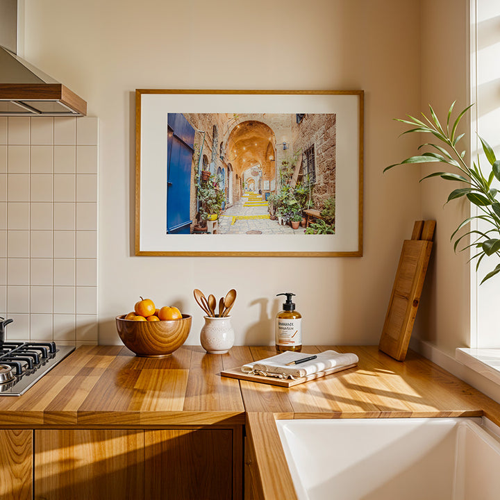 Tel Aviv wall art, Old Yafo poster, Tel Aviv fine art print, Israel cityscape print, Old Jaffa photography, architectural wall art, travel photography print, museum-grade print, sustainable art print