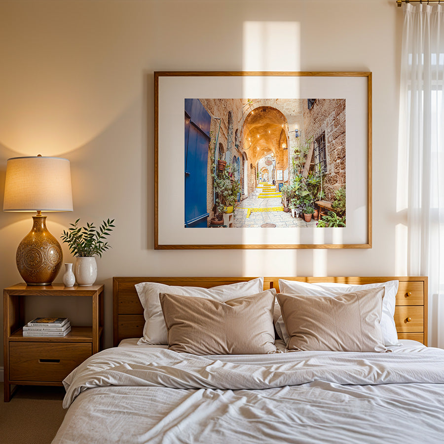 Tel Aviv wall art, Old Yafo poster, Tel Aviv fine art print, Israel cityscape print, Old Jaffa photography, architectural wall art, travel photography print, museum-grade print, sustainable art print