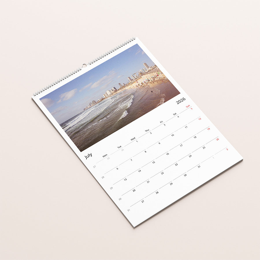 Tel Aviv wall calendar 2026, Tel Aviv calendar, fine art calendar, 2026 planner, birthday calendar, photo art calendar, Tel Aviv print, city wall art, travel gift