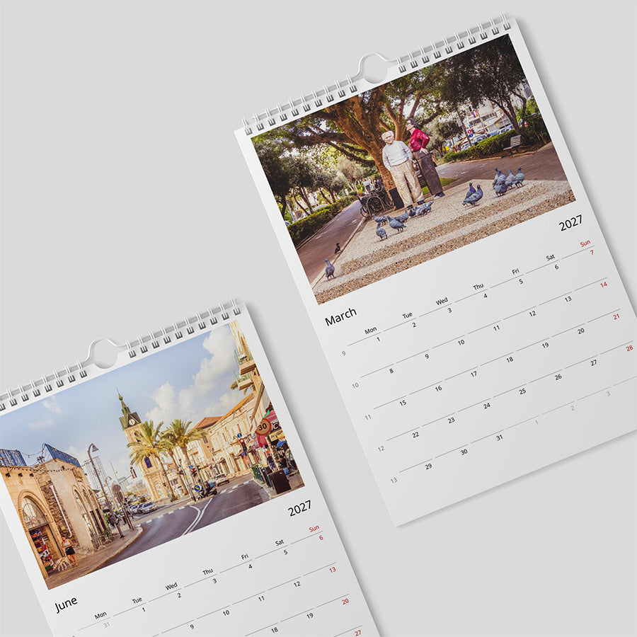 Tel Aviv wall calendar 2027, Tel Aviv calendar, fine art calendar, 2027 planner, birthday calendar, photo art calendar, Tel Aviv print, city wall art, travel gift