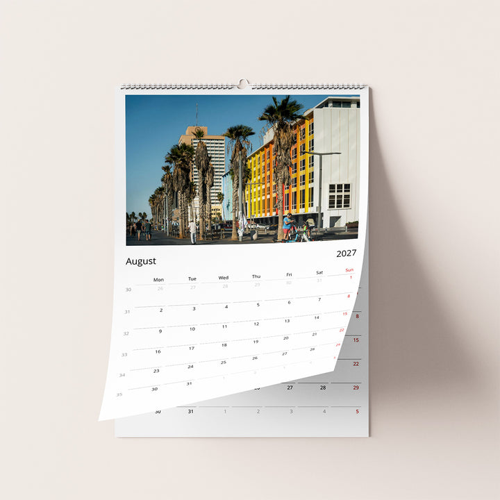 Tel Aviv wall calendar 2027, Tel Aviv calendar, fine art calendar, 2027 planner, birthday calendar, photo art calendar, Tel Aviv print, city wall art, travel gift