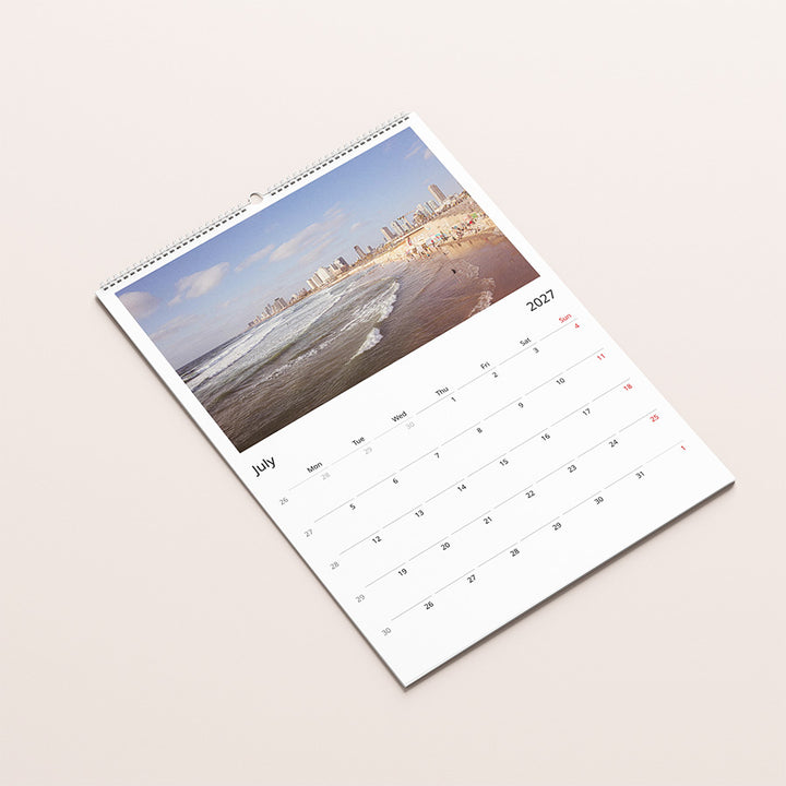 Tel Aviv wall calendar 2027, Tel Aviv calendar, fine art calendar, 2027 planner, birthday calendar, photo art calendar, Tel Aviv print, city wall art, travel gift