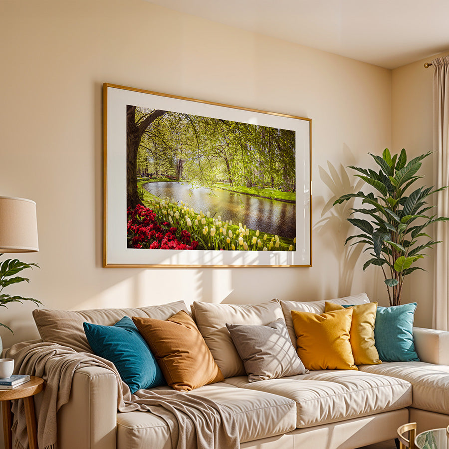 Keukenhof tulips print, tulip field wall art, Dutch flower photography, Holland poster, floral fine art print, spring bloom photo, Netherlands nature print, botanical landscape art, tulip season decor, flower field wall art