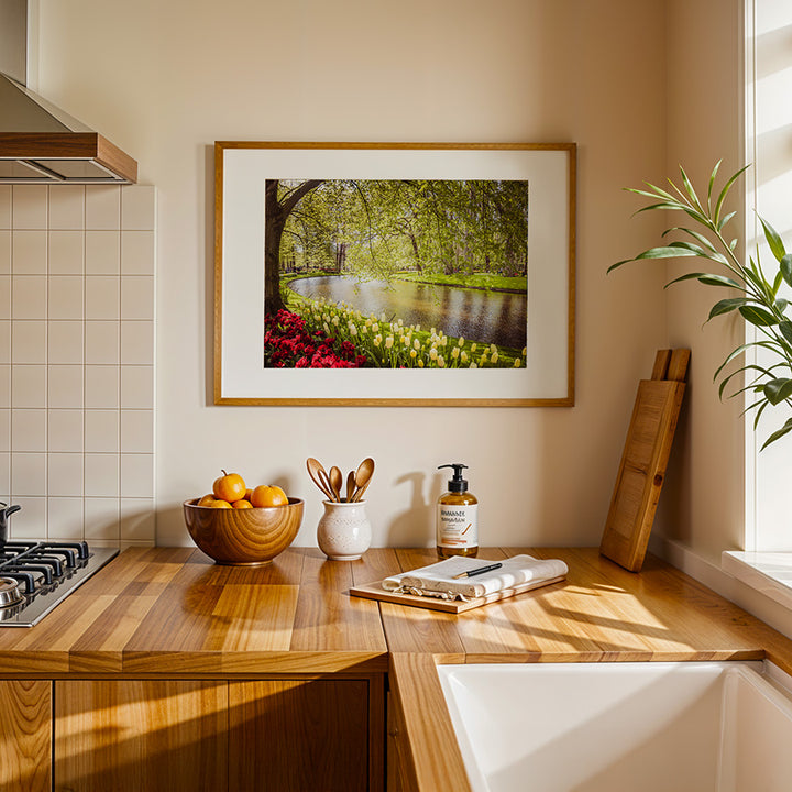 Keukenhof tulips print, tulip field wall art, Dutch flower photography, Holland poster, floral fine art print, spring bloom photo, Netherlands nature print, botanical landscape art, tulip season decor, flower field wall art