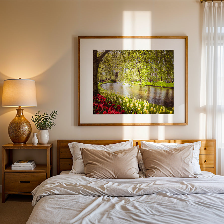 Keukenhof tulips print, tulip field wall art, Dutch flower photography, Holland poster, floral fine art print, spring bloom photo, Netherlands nature print, botanical landscape art, tulip season decor, flower field wall art