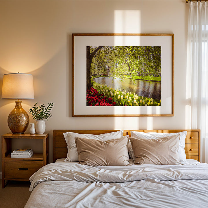 Keukenhof tulips print, tulip field wall art, Dutch flower photography, Holland poster, floral fine art print, spring bloom photo, Netherlands nature print, botanical landscape art, tulip season decor, flower field wall art
