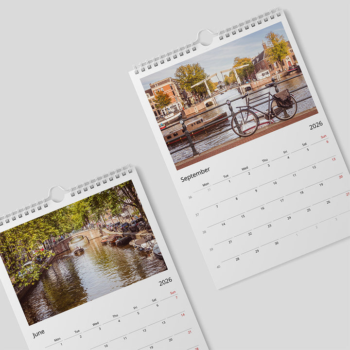 Amsterdam wall calendar, Netherlands calendar, birthday calendar, 2026 planner, wall planner, Amsterdam poster, fine art print, Amsterdam photography, seasonal Amsterdam, Dutch design