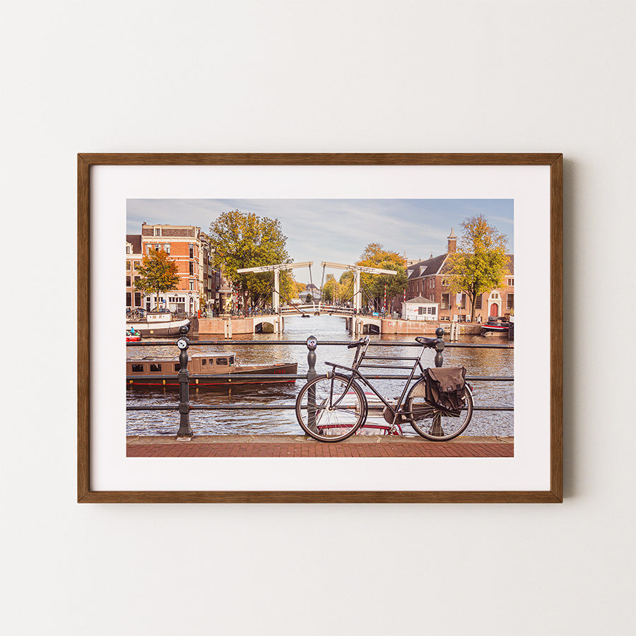 Amsterdam wall art, Amsterdam poster, Amsterdam print, Walter Süskindbrug, canal bridge art, autumn Amsterdam photo, Amsterdam fine art print, Dutch wall decor, Amsterdam photography