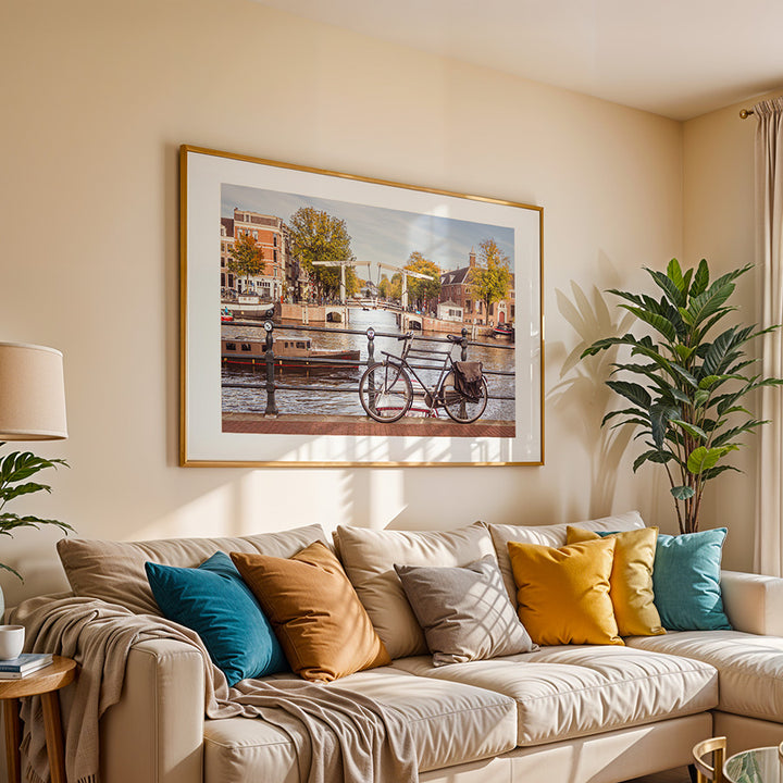 Amsterdam wall art, Amsterdam poster, Amsterdam print, Walter Süskindbrug, canal bridge art, autumn Amsterdam photo, Amsterdam fine art print, Dutch wall decor, Amsterdam photography