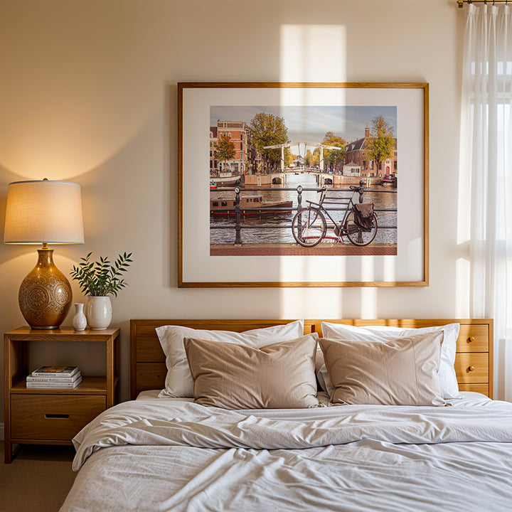 Amsterdam wall art, Amsterdam poster, Amsterdam print, Walter Süskindbrug, canal bridge art, autumn Amsterdam photo, Amsterdam fine art print, Dutch wall decor, Amsterdam photography