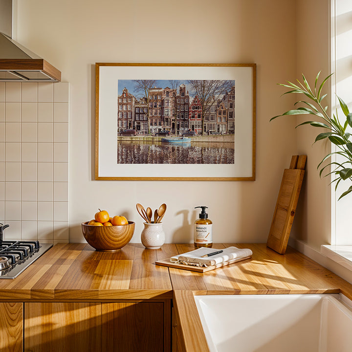 Amsterdam winter print, Amsterdam poster, Amsterdam wall art, Amsterdam canals print, Fine art photography print, Winter Amsterdam poster, Canal wall art, Cityscape wall art, European city print, Travel photography print, Quiet city moment print, Minimalist wall art