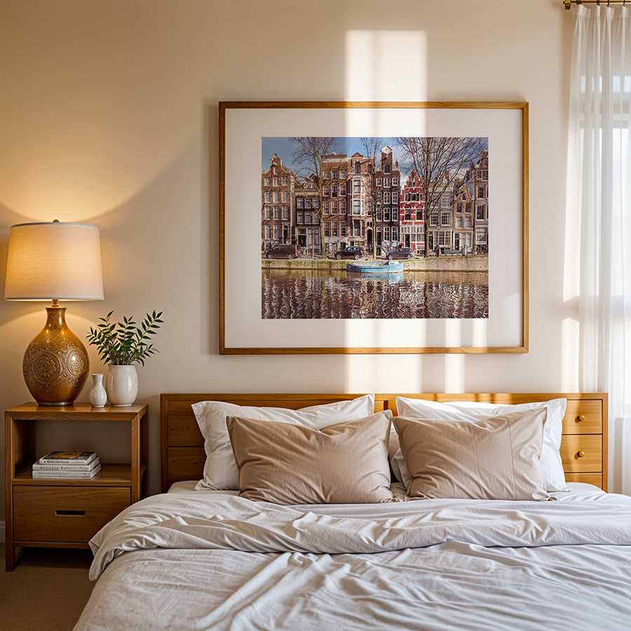 Amsterdam winter print, Amsterdam poster, Amsterdam wall art, Amsterdam canals print, Fine art photography print, Winter Amsterdam poster, Canal wall art, Cityscape wall art, European city print, Travel photography print, Quiet city moment print, Minimalist wall art