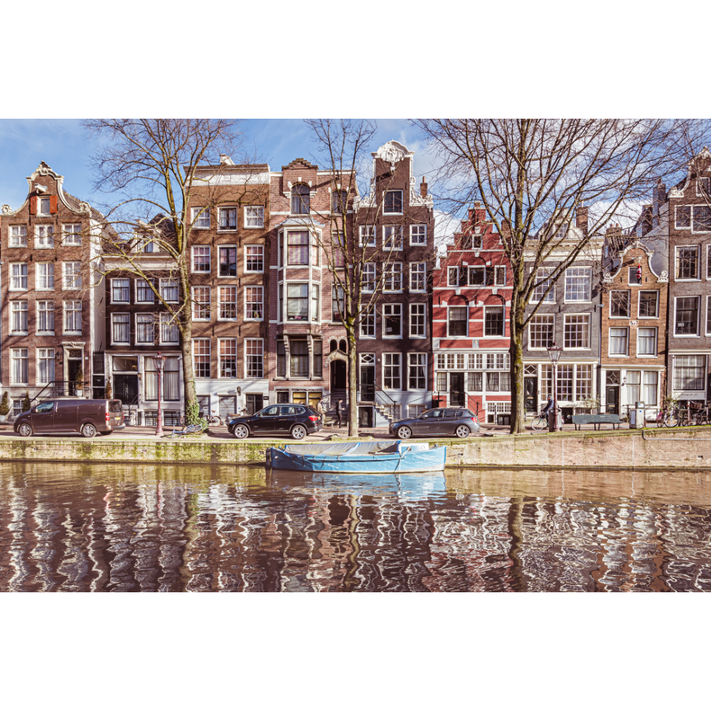 Amsterdam winter print, Amsterdam poster, Amsterdam wall art, Amsterdam canals print, Fine art photography print, Winter Amsterdam poster, Canal wall art, Cityscape wall art, European city print, Travel photography print, Quiet city moment print, Minimalist wall art