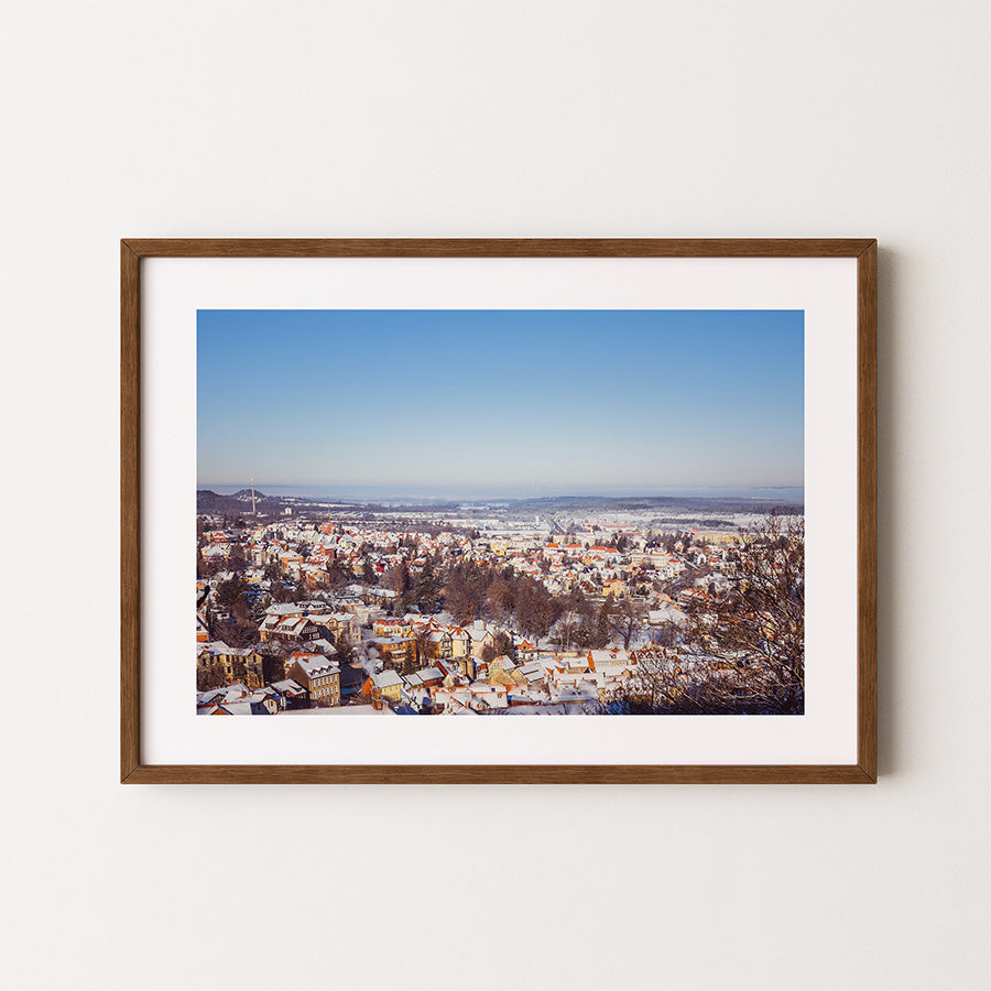 Germany wall art, Harz winter print, Blankenburg poster, German landscape photo, winter wall decor, fine art photography print, snowy mountain print, German countryside art, Harz photo print, Germany poster, Blankenburg Germany winter art, snowy town photo, German village print, Harz mountain wall art