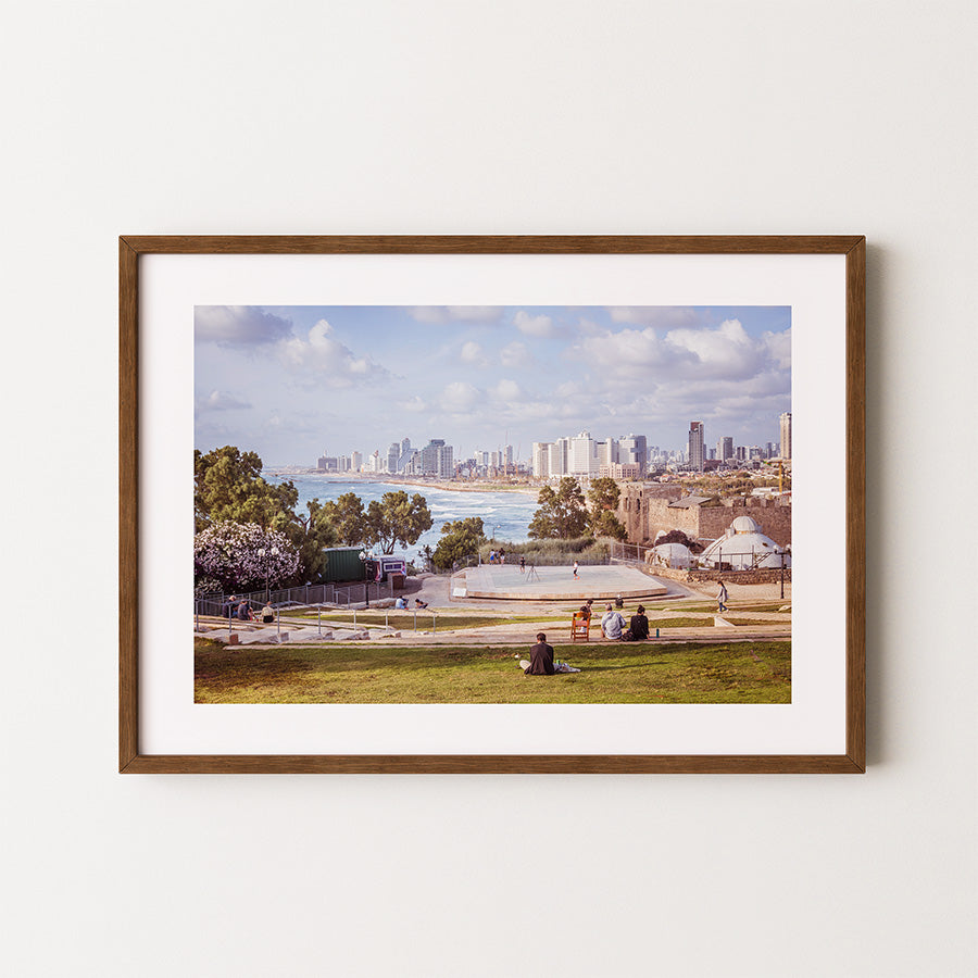 Yafo wall art, Tel Aviv fine art print, Yafo amphitheatre poster, Abrasha Park photography, Tel Aviv beach art, Israeli cityscape print, urban nature photography, museum-quality wall art, sustainable fine art print, exclusive travel photography