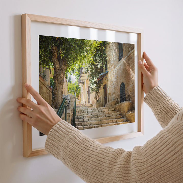 Yemin Moshe Jerusalem wall art, Jerusalem wall art, Yemin Moshe print, Jerusalem print, Jerusalem poster, Israel photography, Israel wall art, Jerusalem photography, Jerusalem street photography, Jerusalem stone streets, Holy Land wall art, Israeli art print, Jerusalem decor, Israel travel photography, Jewish wall art