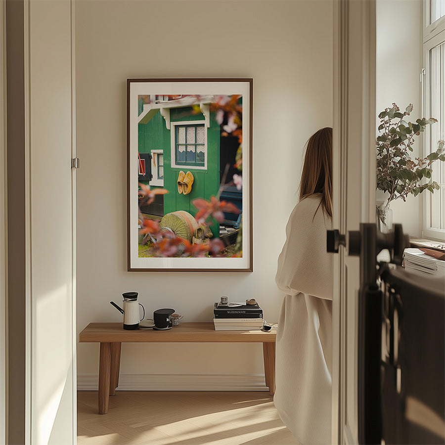 Zaanse Schans village wall art, Dutch village print, Netherlands countryside photography, fine art village poster, archival photo print, sustainable wall decor, museum-quality art print, authentic Dutch home art, travel photography Netherlands, eco-friendly fine art print