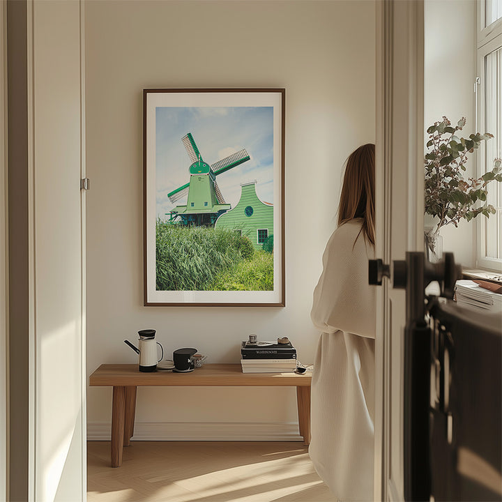 Zaanse Schans windmill wall art, Netherlands windmills photography, Dutch heritage print, fine art windmill poster, archival photo print, sustainable wall decor, museum-quality art print, travel photography Netherlands, green windmill print, eco-friendly fine art