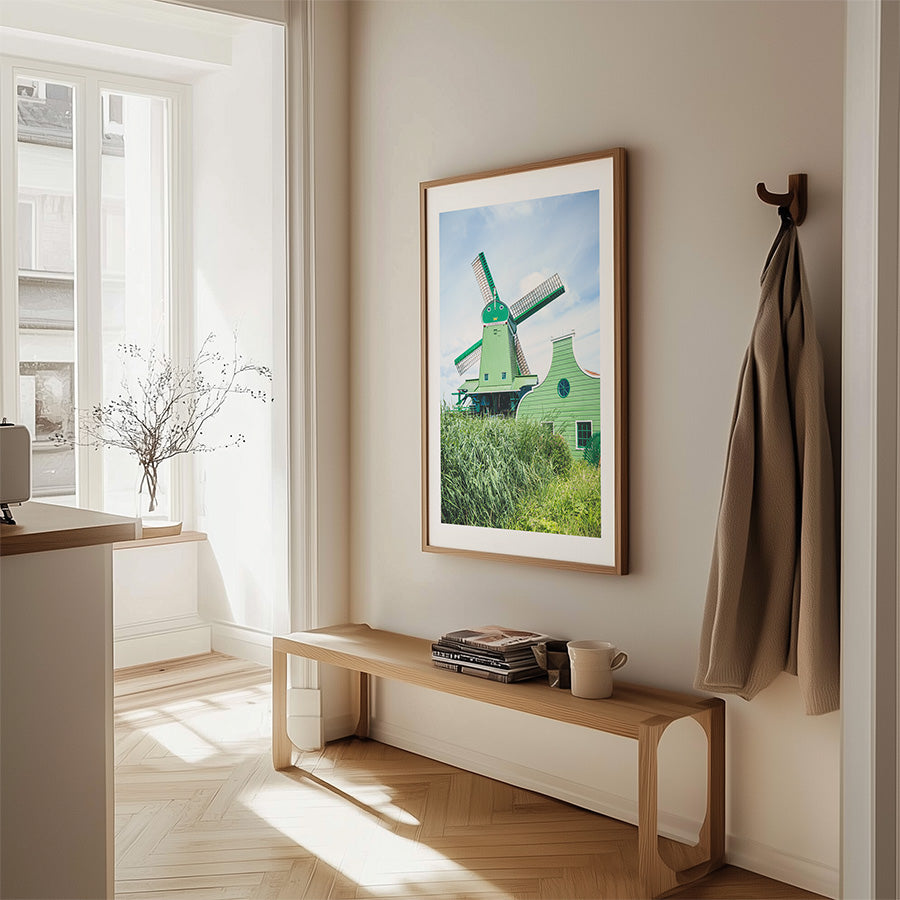 Zaanse Schans windmill wall art, Netherlands windmills photography, Dutch heritage print, fine art windmill poster, archival photo print, sustainable wall decor, museum-quality art print, travel photography Netherlands, green windmill print, eco-friendly fine art