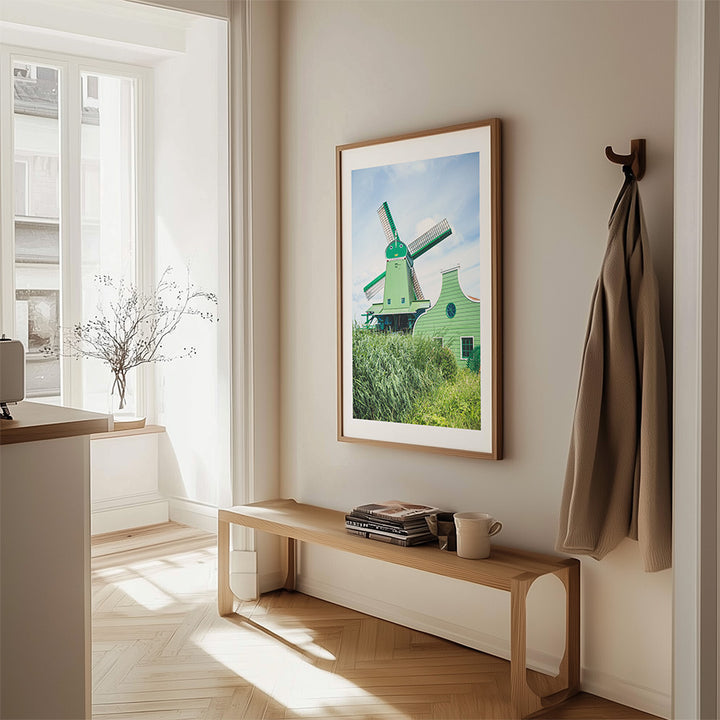 Zaanse Schans windmill wall art, Netherlands windmills photography, Dutch heritage print, fine art windmill poster, archival photo print, sustainable wall decor, museum-quality art print, travel photography Netherlands, green windmill print, eco-friendly fine art
