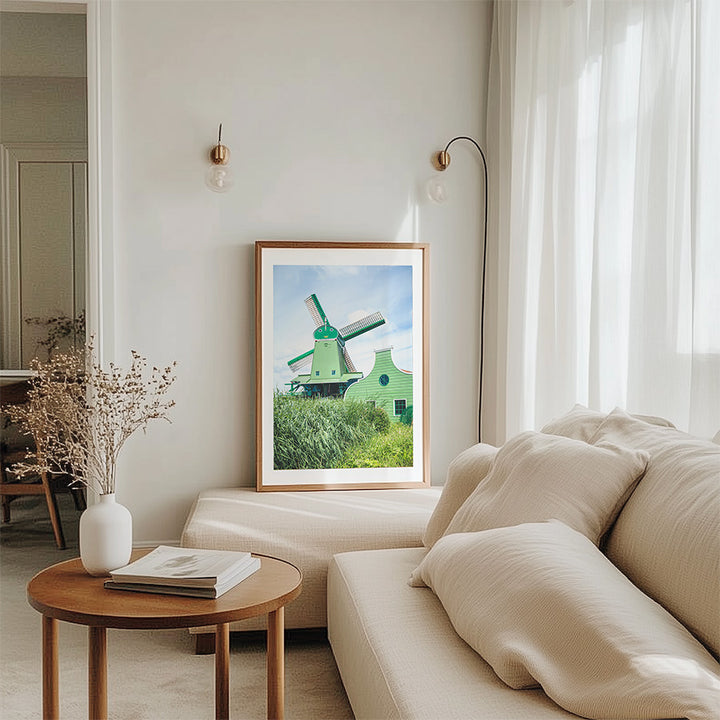 Zaanse Schans windmill wall art, Netherlands windmills photography, Dutch heritage print, fine art windmill poster, archival photo print, sustainable wall decor, museum-quality art print, travel photography Netherlands, green windmill print, eco-friendly fine art