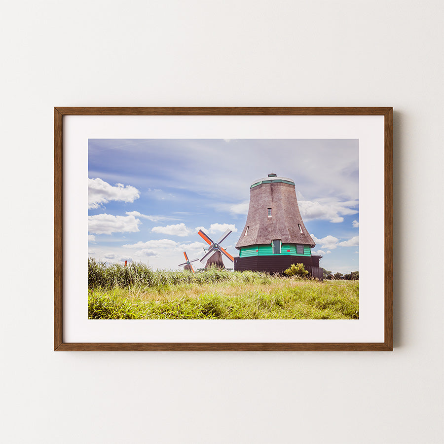 zaanse schans windmill wall art, dutch windmill wall art, zaanse schans fine art print, netherlands windmill photography print, dutch countryside wall art, traditional netherlands wall art, windmill landscape fine art print