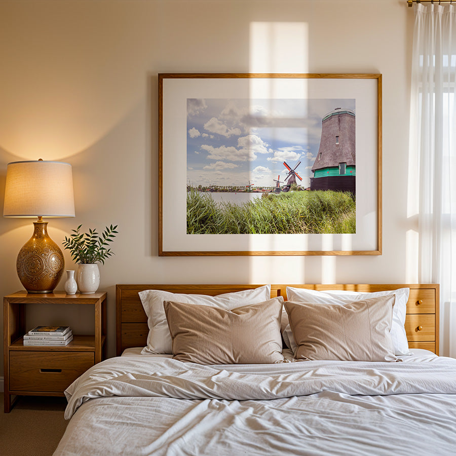 Zaanse Schans wall art, Dutch windmills print, Netherlands landscape art, fine art photography print, sustainable wall decor, museum-quality art print, archival photo print, travel photography poster, eco-friendly art print, scenic Dutch poster