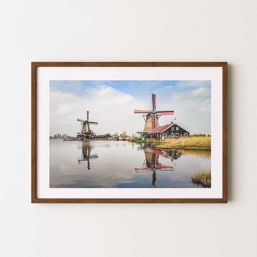 Zaanse Schans windmills poster, Zaanse Schans windmills wall art, Zaanse Schans fine art photography print, Dutch windmills wall art, Netherlands windmill photography print, Zaanse Schans travel poster, Holland windmills photo print, Dutch landscape wall art, Zaanse Schans canal photography, Netherlands countryside wall art