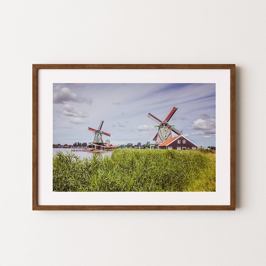 Zaanse Schans windmills wall art, Netherlands landscape poster, Dutch countryside print, fine art photography wall decor, archival photo print, sustainable art print, museum-quality photography, travel poster Netherlands, scenic windmills print, eco-friendly fine art