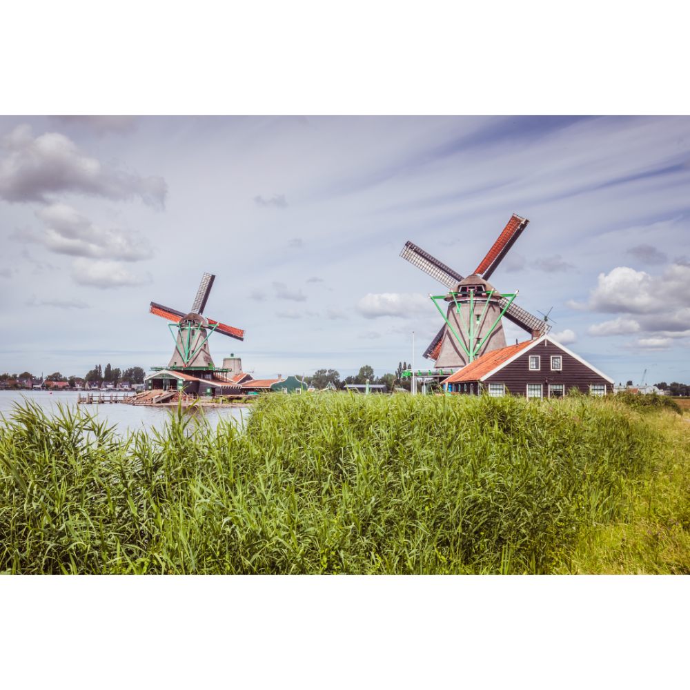 Zaanse Schans windmills wall art, Netherlands landscape poster, Dutch countryside print, fine art photography wall decor, archival photo print, sustainable art print, museum-quality photography, travel poster Netherlands, scenic windmills print, eco-friendly fine art