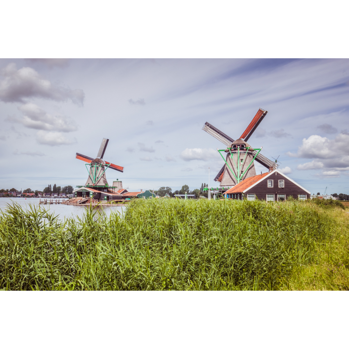 Zaanse Schans windmills wall art, Netherlands landscape poster, Dutch countryside print, fine art photography wall decor, archival photo print, sustainable art print, museum-quality photography, travel poster Netherlands, scenic windmills print, eco-friendly fine art