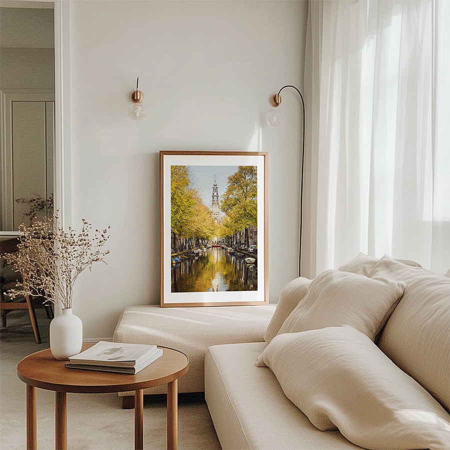 Zuiderkerk Amsterdam wall art, vertical Amsterdam poster, Amsterdam church print, Zuiderkerk photo print, fine art photography Amsterdam, canal view Amsterdam print, iconic Amsterdam architecture, Dutch church photo art, Amsterdam fine art print, Zuiderkerk vertical wall art