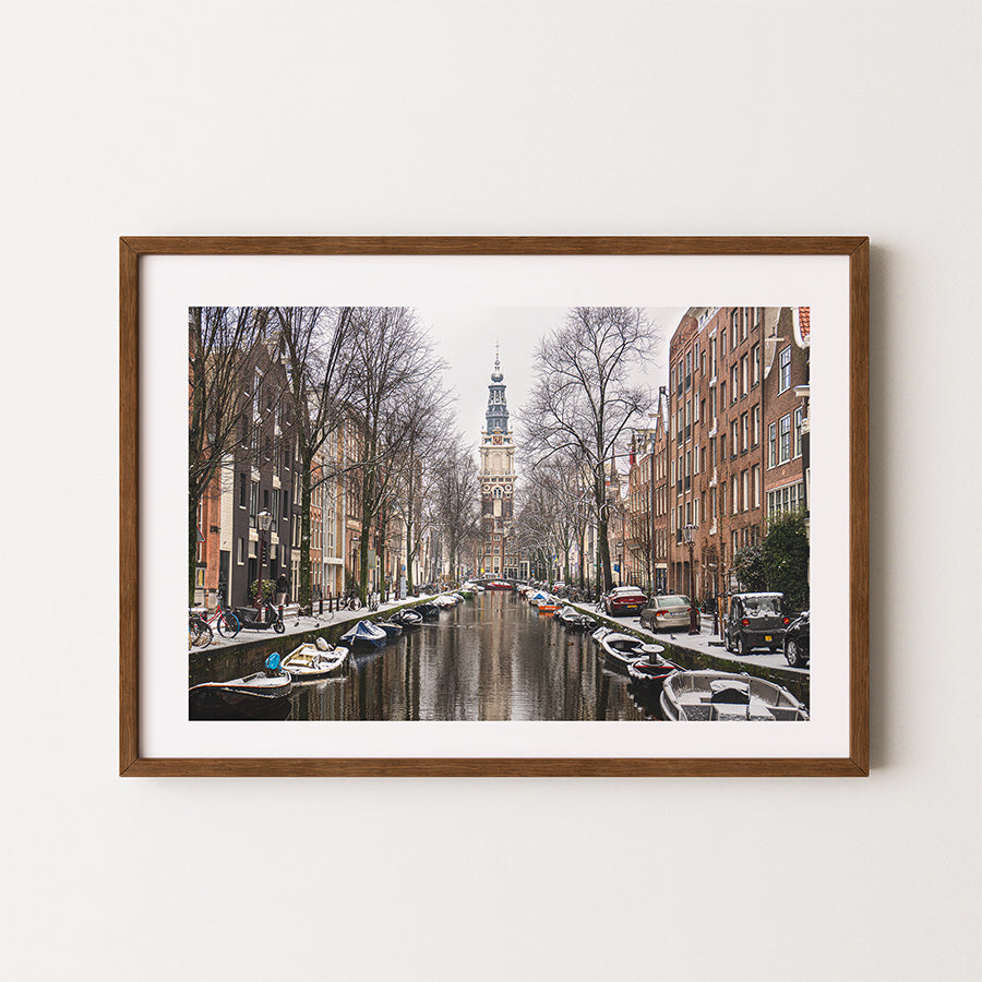 Zuiderkerk Amsterdam winter wall art, Amsterdam Zuiderkerk snow print, Amsterdam winter canal fine art, Zuiderkerk canal photography print, Amsterdam winter cityscape wall art, Netherlands winter photography print, Amsterdam canal snow poster, Dutch architecture winter print, Amsterdam home decor wall art, fine art photography Amsterdam winter
