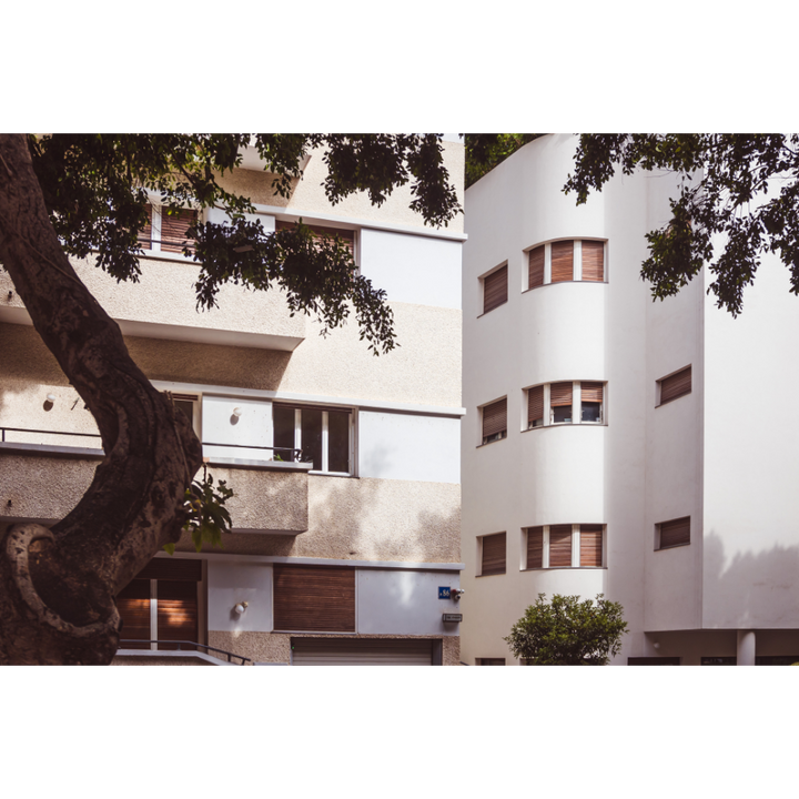 Bauhaus wall art, Tel Aviv architecture print, Rothschild Boulevard photo, White City Tel Aviv, Mediterranean modernism print, minimalist Bauhaus poster, modernist Israel print, Tel Aviv travel photography, Mediterranean architecture art, Bauhaus design photo, fine art wall print